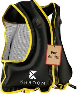 Khroom Inflatable Swimming Aid Life Jacket Adult | 150-210 cm Height, up to 100 kg | Buoyancy Vest Snorkel Vest from Teenagers | Snorkelling, Kayaking and SUP (V2 Black)