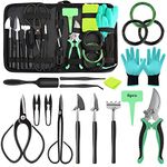 FANSTATE Bonsai Tree Kit, 24 PCs Bonsai Tools Set High Carbon Steel Succulent Trimming Tools Set Include Pruning Shears, Cutters, Training Wires, Bonsai Grooming Care Kit for Starter Gardening Gifts