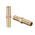 sourcing map 8mm or 5/16" ID Brass Barb Splicer Fitting,Straight Barb Hose Fitting Air Gas Water Fuel,2pcs