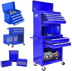 6 Drawer Rolling Tool Chest,Blue Large Tall Tool Box with Wheels,Lockable Stand up Toolbox,Metal Garage Tool Cabinets Organizer,Rolling Tool Cart for Workshop