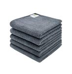 SOFTSPUN Microfiber Hair & Face Care Bath Towel (5 pc, 40x40cm) 340 GSM Grey, Ultra Absorbent, Super Soft & Comfortable, Quick Drying for Men & Women Daily Use (Pack of 1, Extra Large Size, Unisex)