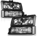 oEdRo Headlight Assembly Replacement for 2003-2006 Chevy Silverado 1500 2500 3500 1500HD 2500HD/03-06 Avalanche 1500 2500/2007 Silverado 1500 1500HD 2500HD 3500 Classic Headlamp with Black Housing