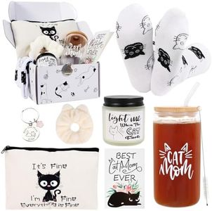 LiYiQ Cat Lover Gifts for Women, Cat Mom Gifts, Cat gifts for Cat Mom Crazy Cat Lady including Makeup Bag Socks Scrunchies Greeting Cards Be suitable for Birthday Mothers Day