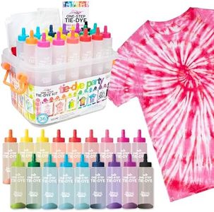 Tulip One-Step Tie-Dye Party, 18 Pre-Filled Bottles, Creative Group Activity, All-in-1 Fashion Design Kit, 1 Pack, Rainbow