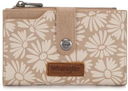 Wrangler White Wallets for Women Small Daisy Wallets, Card Cases & Money Organizers Ladies Female Trifold Credit Card Cash Wallet Travel Clutch Wallet with ID Window