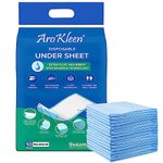 Arokleen 90 X 60 CM Disposable Under Sheet Super Absorbent Polymer & Soft Surface | Skin Friendly | 5 Layered Leak Proof Technology- 100 % Water Proof & Non Slip | 10 Count- Large Size ( Pack of 1 )