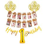 Party Propz Birthday Decoration Items for 1st Birthday - Set of 13 Pcs | 12 Months Photo Banner for Birthday(cardstock) | Confetti Balloons for Decoration | 1st Birthday Decoration for Girls