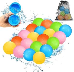 SOPPYCID 20PCS Reusable Water Balloons - Quick Fill Water Balls Toys For Toddler Age 4-8 - Refillable Magnetic Self-Sealing Water Splash Bomb For Summer Party Pool Outdoor Beach Toys for kids Age 8-12