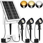 MEIHUA 3 in 1 Solar Spotlights Outdoor Landscape Garden Lights Solar Fence Lights IP66 Waterproof Solar-Powered Spike Lights 2700K/4000K/6000K with Remote for Garden Pathway Yard Patio Lawn Decoration