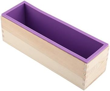 QANYEGN 1200ML Rectangular Soap Mould, Silicone Cake Mould with Wooden Box, Cold Process Soap Making Mould for Cake, Ice Cream and Chocolate Making