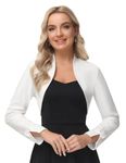 GRACE KARIN Women Retro Open Front Party Evening Gowns Bolero for Women Long Sleeve Cropped Shrug Cardigan White XL