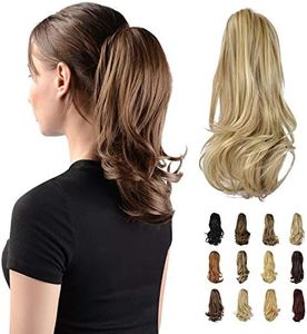 (33cm (Pack of 1), Light Ash Brown & Bleach Blonde) - Sofeiyan 33cm Ponytail Extension Long Curly Ponytail Clip in Claw Hair Extension Natural Looking Synthetic Hairpiece for Women, 130ml