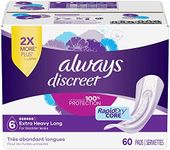 Always Discreet, Incontinence & Postpartum Pads For Women, Size 6 Drops, Extra Heavy Long Absorbency, 60 Count