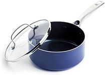 Blue Diamond Cookware 2QT Saucepan Pot with Lid, Diamond Infused Ceramic Nonstick, PFAS and PFOA-Free, Dishwasher Safe, Oven Safe, Durable, Versatile, Easy Clean, Even Heating, Blue