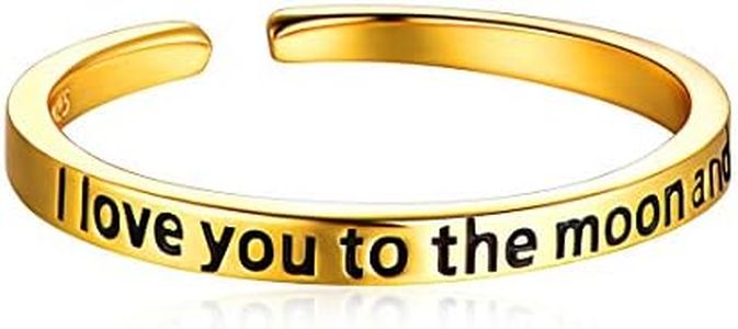 ChicSilver 18K Gold Plated Sterling Silver Ring, Engraved I Love You to The Moon and Back Eternity Ring Open Adjustable Ring