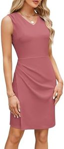 GRACE KARIN Women Wear to Work Sleeveless V-Neck Ruched Bodycon Wrap Office Party Cocktail Pencil Dresses Gray Pink