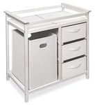 Badger Basket Modern Changing Table with 3 Baskets and Hamper, White