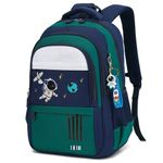 Kids Backpack Astronaut Elementary School Backpacks for Boys Girls, Children's School Bag Bookbag (Green)