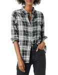 Amazon Essentials Women's Classic-Fit Long-Sleeve Lightweight Plaid Flannel Shirt, Black White Large Plaid, M