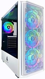 Apevia Predator-WH Mid Tower Gaming Case with 1x Tempered Glass Panel, Top USB3.0/USB2.0/Audio Ports, 4X RGB Fans, White Case