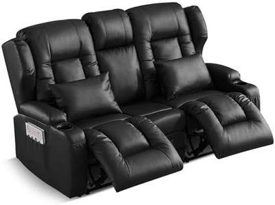 SAMERY RV Loveseat Recliner Sofa, Manual Reclining Loveseat with Console, 2 Seat Recliner Sofa Chair for Living Room RV Theater Recliner Love Seat with Cup Holders/Pockets/Pillows