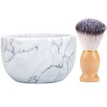 aisiming Marble Shaving Bowl for Shaving Soap & Cream, Shave Soap Cup Keep Warm Better, Produce Rich Foam Shaving Mug, Easy to Lather, Shaving Cup Gift for Men(White Grey)