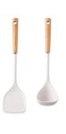 STAR WORK Silicone Cooking Utensils Set of 2, Heat Resistant Silicone Kitchen Utensils for Cooking,Kitchen Utensil Spatula Set BPA Free Gadgets for Non-Stick Cookware (Ivory)