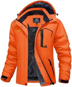 MAGCOMSEN Womens Fleece Lined Jackets Ski Jackets Waterproof Insuated Warm Winter Coats with Hood Ladies Snow Jackets Orange XL