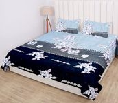 RD TREND Warm/Winter Super Soft Printed King Size Flat Double Bedsheet(90 x 100 Inch) with 2 Pillow Cover (18 x 28 Inch) Colour Aqua Flower