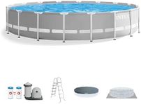 Intex 26731EH 18 Foot by 48 Inch Round Prism Frame Above Ground Swimming Pool Set with 1500 GPH Filter Pump, Ladder, Ground Cloth, and Pool Cover