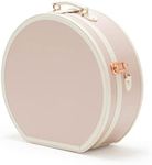 COTRUNKAGE Small Floral Round Hat Box Vintage Luggage Cosmetic Case (D.18, Cherry Pink)