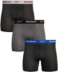 Reebok Men's Underwear - Performance Boxer Briefs with Fly Pouch (4 Pack), Black/Grey, X-Large