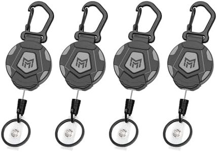 MNGARISTA 4-Pack Retractable Keychain, Heavy Duty Carabiner Badge Holder, Tactical ID Badge Reel with 31.5” Steel Retractable Cord, 8.0 oz