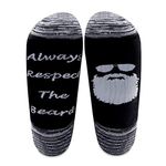 LEVLO Funny Beard Socks Men Gifts Always Respect The Beard Cotton Socks PaPa Uncle Grandpa Socks (1 pair/set-mid calf-1)