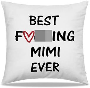 DIBOR Funny Best Mimi Ever Throw Pillow Covers 18x18 in - Women Grandma Room Decorative Couch Cushion Covers,Best Mimi Grandma Pillow Case,Grandma Mimi Birthday