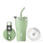 Ideus Tumbler with Lid and Straw 14 oz Travel Tumbler Double Wall Stainless Steel Insulated Coffee Tumbler Perfect for Hot or Iced Coffee Gifts for Girls Women Men | Avocado Green