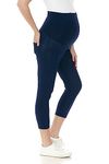 Leggings Depot Women's Maternity Jeans with Pockets Comfy Stretch Pregnancy Pants Denim Jeggings, Capri-denim Blue, M