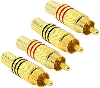 PNGKNYOCN RCA audio Plug,AV stéréo plaqué or mâle adaptateur audio sans soudure à ressort coaxial pour la conversion entre les interfaces des appareils audio（4-pack）