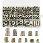 230 Pcs Zinc Alloy Furniture Hex Socket Screw, Zinc Alloy Hex Socket Screw Nut Sets, Furniture Nut Sets Threaded Insert Wood Screws Assortment Kit with 1 Storage Box (M4 M5 M6 M8 M10)