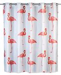 WENKO Shower Curtain Comfort Flex-Flamingo Anti Mould 180x200cm, Polyester, Multi-Coloured, 180 x 200 x 1 cm