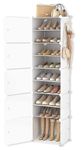 Mevigo Shoe Rack Plastic - 20 Pairs Portable Shoe Rack for Home, DIY Shoe Storage Organizer for Closet with Dustproof Door for Heels/Slippers/Boots for Entryway & Bedroom - White