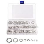 Belle Vous External Tooth Star Lock Washers Kit (300 Pieces) - Assortment of Sizes M2.5, M3, M4, M5, M6, M8, M10, M12-304 Stainless Steel External Quick Locking Starlock Fasterner Set