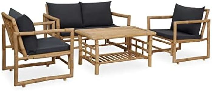 vidaXL Garden Lounge Set 4 Piece with Cushions Outdoor Sofa Set Seating Patio Terrace Backyard Table and Chair Home Furniture Bamboo