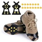 flintronic Crampons Ice Cleats Traction, Ice Cleats with 10 Stainless Steel Teeth Spikes, Anti Slip Snow Grips for Boots Shoes, Safe Protect for Walking Trekking Hiking Fishing Mountaineering-M