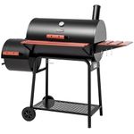 Royal Gourmet CC1830W 30-Inch Charcoal Grill with Wood-Painted Side Table and Front Table, BBQ Smoker Grill with 811 Sq. In. Grilling Area for Outdoor Barbecue Event, Black