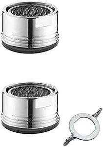 JeoPoom 2 PCS Filtro Grifo, Filtro Grifo Cocina 24mm Lavabo Filtro Aireador Grifo Cocina Filtro para Grifo Cocina Baño, Adaptador de Ahorro de Agua(2 Pcs Junta de Goma + 1 Pcs llave)