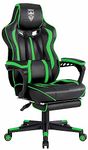 Vonesse Gaming Chair with Footrest High Back Gamer Chair with Massage Reclining Computer Chair Big and Tall Gaming Chair Home Ergonomic Game Chair for Adults Heavy People (Green/Black)