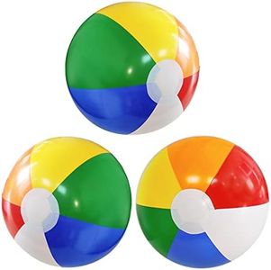 16'' Beach Balls for Kids - 3 Pack Beach Ball Bulk Inflatable Pool Beach Balls Bulk Hawaiian Tropical Theme Party Decorations Favors Supplies