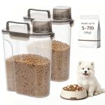 Citylife 2 Pack 5L Dog Food Container, Portable Cat Food Storage with Lid & Measuring Scoop, Sealed & Moisture-proof, Suitable for Dogs, Cats, Birds & Grain Storage, 24.3 * 13.3 * 36.2cm