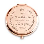 Personalized Gifts for Wife from Husband, Engraved Compact Mirror, Christmas Stocking Stuffers Mothers Day Birthday Gifts for Her, Romantic Wedding